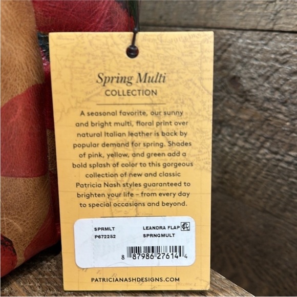 Patricia Nash Leandra Flap Crossbody Bag – Spring Multi Floral Leather – NWT - Picture 7 of 8